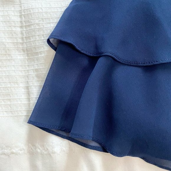 NWOT LULUS SWEET LIKE YOU NAVY CHIFFON RUFFLE FRONT TIE MINI COCKTAIL DRESS - M - Picture 11 of 12